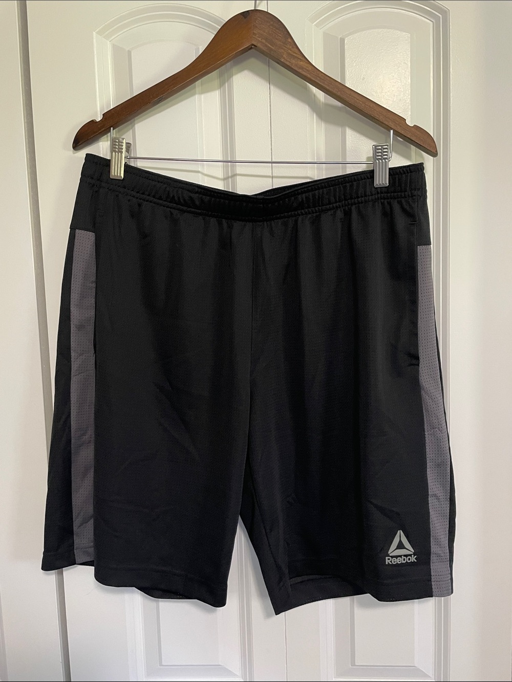Reebok Men’s Speedwick Shorts with Gray Side Panels and Logo